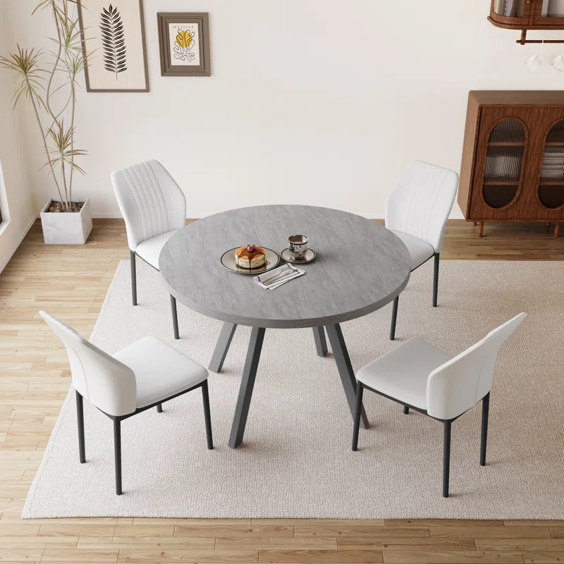 Siefert 35.4'' round Dining Table Set MDF Dining Table and 4 U-Shaped Dining Chairs