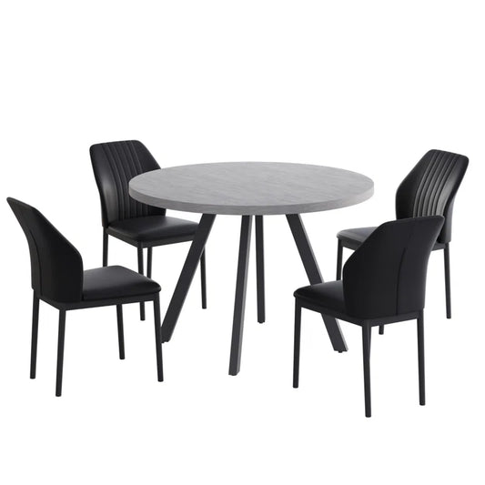 Siefert 35.4'' round Dining Table Set MDF Dining Table and 4 U-Shaped Dining Chairs